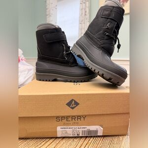 Sperry kids Black and Grey Harbor Winter Boots